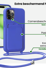 BASEY. BASEY. iPhone 14 Pro Max Hoesje Pashouder met Koord Met Screenprotector - Fel Blauw