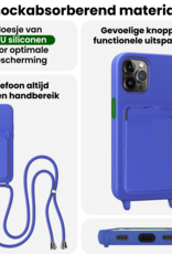BASEY. BASEY. iPhone 14 Pro Max Hoesje Pashouder met Koord Met Screenprotector - Fel Blauw