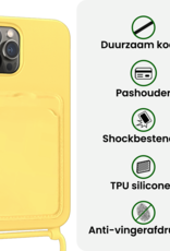 BASEY. BASEY. iPhone 14 Pro Max Hoesje Pashouder met Koord Met Screenprotector - Geel