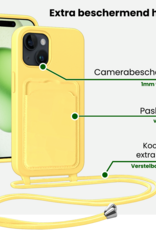 BASEY. BASEY. iPhone 14 Pro Max Hoesje Pashouder met Koord Met 2x Screenprotector - Geel