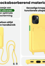 BASEY. BASEY. iPhone 14 Pro Max Hoesje Pashouder met Koord Met 2x Screenprotector - Geel