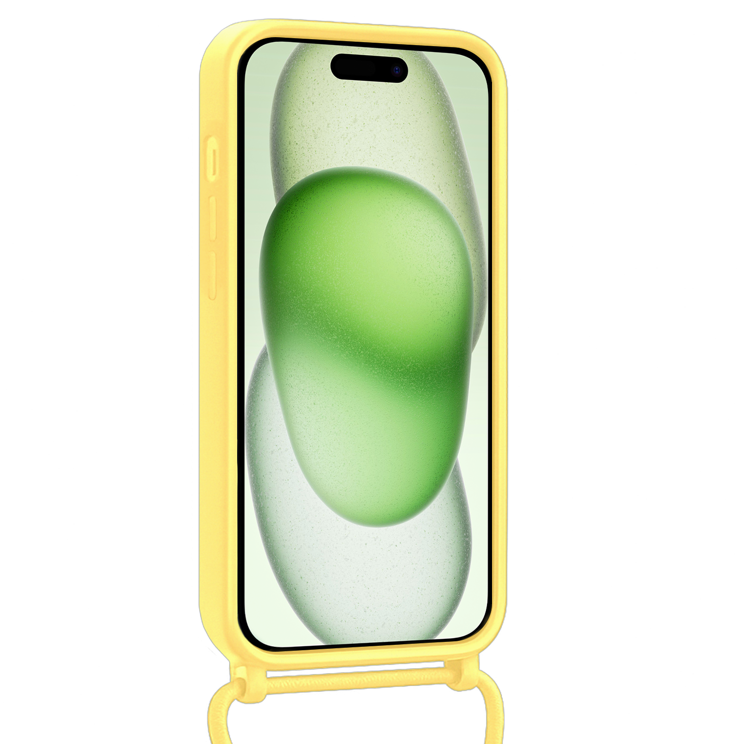 BASEY. BASEY. iPhone 14 Pro Max Hoesje Pashouder met Koord Met 2x Screenprotector - Geel