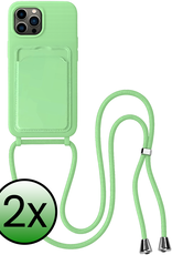 BASEY. BASEY. iPhone 14 Pro Max Hoesje Pashouder met Koord - Groen - 2 PACK
