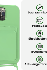 BASEY. BASEY. iPhone 14 Pro Max Hoesje Pashouder met Koord Met Screenprotector - Groen