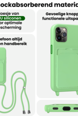 BASEY. BASEY. iPhone 14 Pro Max Hoesje Pashouder met Koord Met Screenprotector - Groen