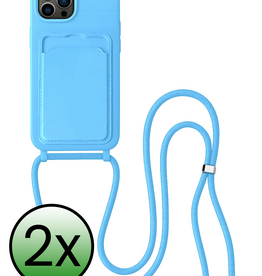 BASEY. BASEY. iPhone 14 Pro Max Hoesje Pashouder met Koord - Lichtblauw - 2 PACK