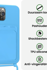 BASEY. BASEY. iPhone 14 Pro Max Hoesje Pashouder met Koord Met Screenprotector - Lichtblauw
