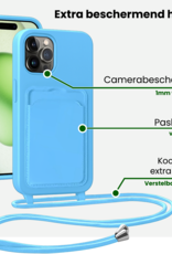 BASEY. BASEY. iPhone 14 Pro Max Hoesje Pashouder met Koord Met Screenprotector - Lichtblauw