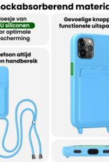 BASEY. BASEY. iPhone 14 Pro Max Hoesje Pashouder met Koord Met Screenprotector - Lichtblauw
