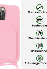 BASEY. BASEY. iPhone 14 Pro Max Hoesje Pashouder met Koord - Lichtroze - 2 PACK