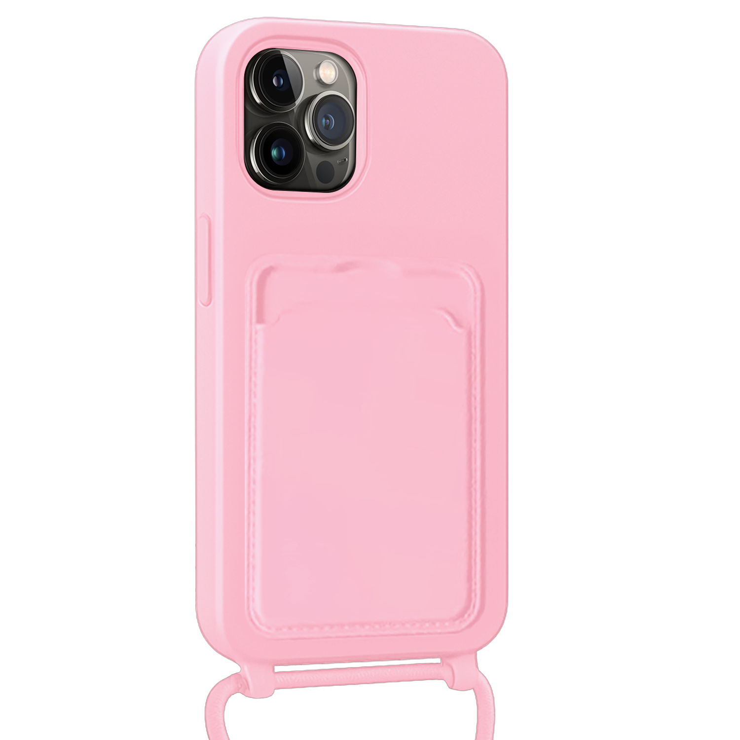 BASEY. BASEY. iPhone 14 Pro Max Hoesje Pashouder met Koord - Lichtroze - 2 PACK