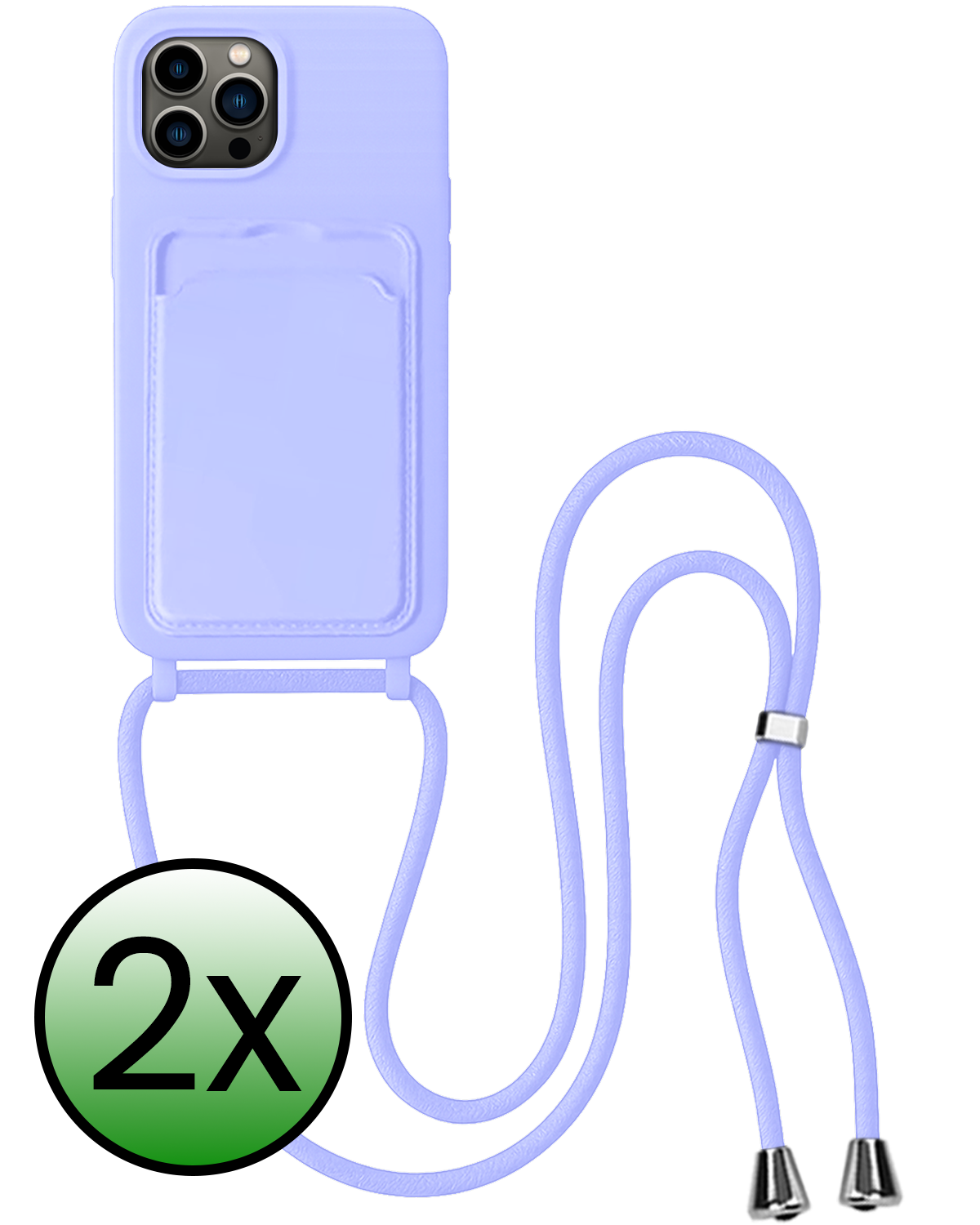 BASEY. BASEY. iPhone 14 Pro Max Hoesje Pashouder met Koord - Lila - 2 PACK