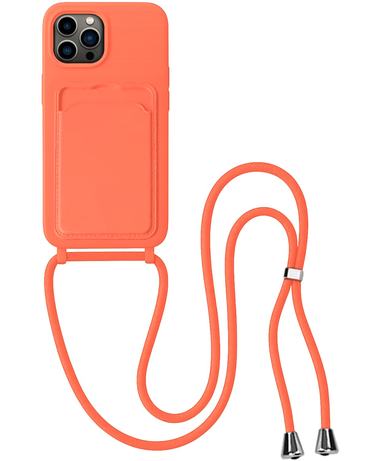 BASEY. BASEY. iPhone 14 Pro Max Hoesje Pashouder met Koord - Papaya