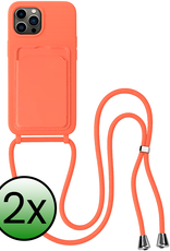 BASEY. BASEY. iPhone 14 Pro Max Hoesje Pashouder met Koord - Papaya - 2 PACK