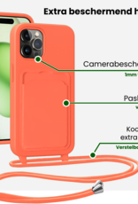 BASEY. BASEY. iPhone 14 Pro Max Hoesje Pashouder met Koord - Papaya - 2 PACK