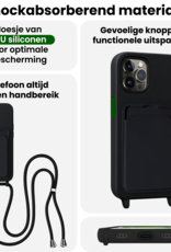 BASEY. BASEY. iPhone 14 Pro Max Hoesje Pashouder met Koord Met 2x Screenprotector - Zwart