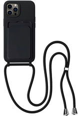 BASEY. BASEY. iPhone 14 Pro Max Hoesje Pashouder met Koord - Zwart