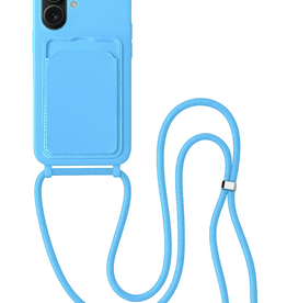 BASEY. BASEY. iPhone 16 Plus Hoesje Pashouder met Koord Met 2x Screenprotector - Lichtblauw