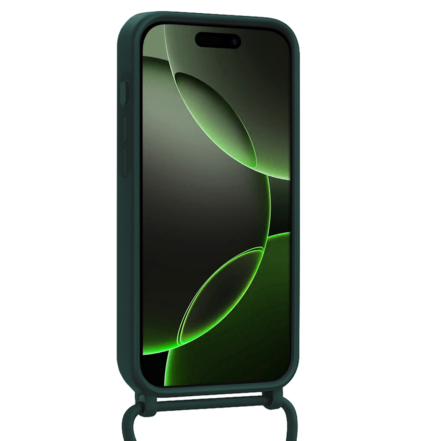 BASEY. BASEY. iPhone 16 Pro Max Hoesje Pashouder met Koord Met 2x Screenprotector - Donkergroen