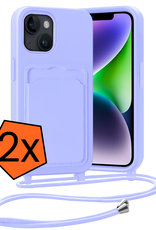 Nomfy Nomfy iPhone 13 Hoesje Pashouder met Koord - Lila - 2 PACK