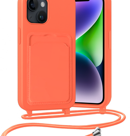 Nomfy Nomfy iPhone 14 Plus Hoesje Pashouder met Koord - Papaya