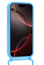 NoXx NoXx iPhone 16 Pro Hoesje Pashouder met Koord Met 2x Screenprotector - Lichtblauw