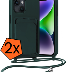 Nomfy Nomfy iPhone 14 Hoesje Pashouder met Koord - Donkergroen - 2 PACK