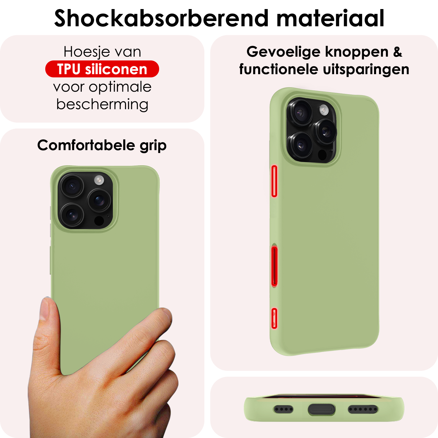 NoXx NoXx iPhone 16 Pro Hoesje Pashouder met Koord - Groen