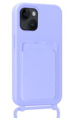 Nomfy Nomfy iPhone 14 Hoesje Pashouder met Koord Met 2x Screenprotector - Lila