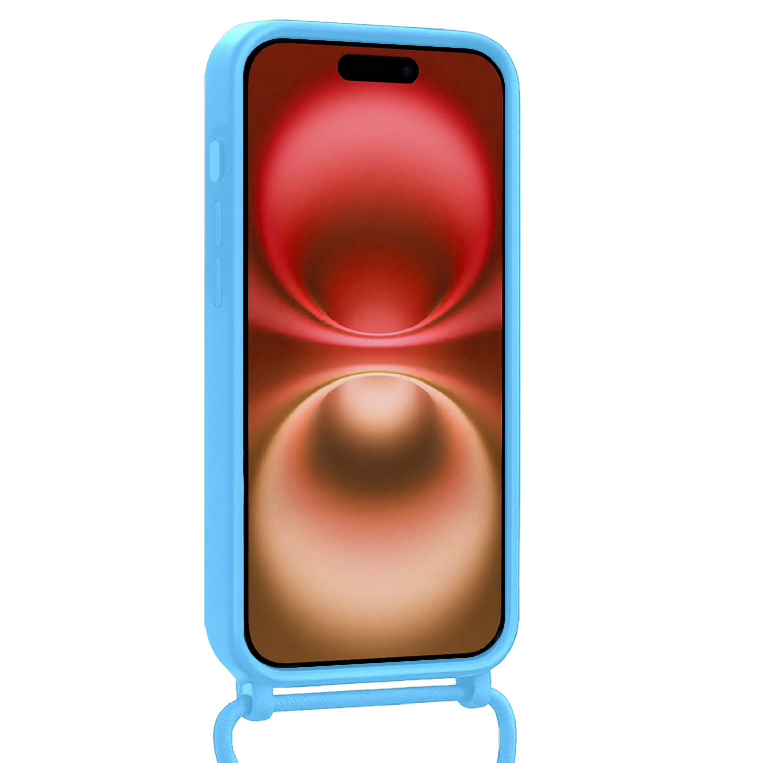 NoXx NoXx iPhone 16 Plus Hoesje Pashouder met Koord - Lichtblauw