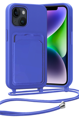 Nomfy Nomfy iPhone 14 Pro Hoesje Pashouder met Koord Met Screenprotector - Fel Blauw