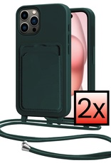 NoXx NoXx iPhone 15 Pro Max Hoesje Pashouder met Koord - Donkergroen - 2 PACK