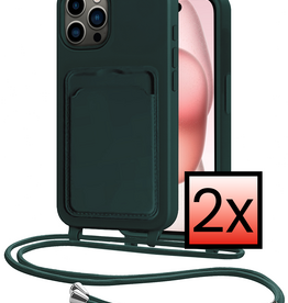 NoXx NoXx iPhone 15 Pro Max Hoesje Pashouder met Koord - Donkergroen - 2 PACK