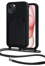 NoXx NoXx iPhone 15 Hoesje Pashouder met Koord - Zwart
