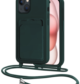 NoXx NoXx iPhone 15 Hoesje Pashouder met Koord - Donkergroen