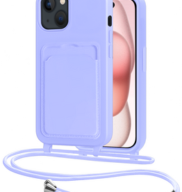 NoXx NoXx iPhone 15 Plus Hoesje Pashouder met Koord - Lila