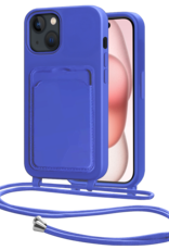 NoXx NoXx iPhone 15 Plus Hoesje Pashouder met Koord - Fel Blauw