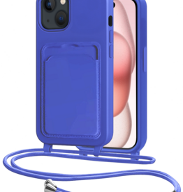 NoXx NoXx iPhone 15 Plus Hoesje Pashouder met Koord - Fel Blauw