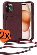 Nomfy Nomfy iPhone 14 Pro Max Hoesje Pashouder met Koord - Aubergine - 2 PACK