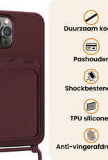 Nomfy Nomfy iPhone 14 Pro Max Hoesje Pashouder met Koord - Aubergine - 2 PACK