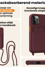 Nomfy Nomfy iPhone 14 Pro Max Hoesje Pashouder met Koord - Aubergine