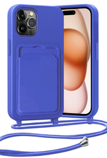 Nomfy Nomfy iPhone 14 Pro Max Hoesje Pashouder met Koord - Fel Blauw