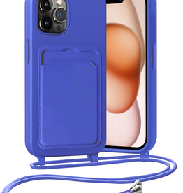 Nomfy Nomfy iPhone 14 Pro Max Hoesje Pashouder met Koord - Fel Blauw