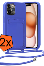 Nomfy Nomfy iPhone 14 Pro Max Hoesje Pashouder met Koord - Fel Blauw - 2 PACK