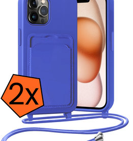 Nomfy Nomfy iPhone 14 Pro Max Hoesje Pashouder met Koord - Fel Blauw - 2 PACK