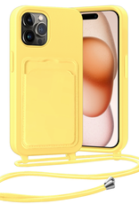 Nomfy Nomfy iPhone 14 Pro Max Hoesje Pashouder met Koord - Geel