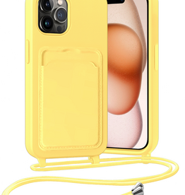 Nomfy Nomfy iPhone 14 Pro Max Hoesje Pashouder met Koord - Geel