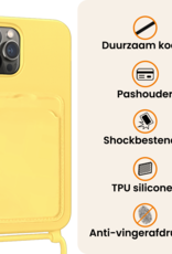Nomfy Nomfy iPhone 14 Pro Max Hoesje Pashouder met Koord Met Screenprotector - Geel