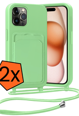 Nomfy Nomfy iPhone 14 Pro Max Hoesje Pashouder met Koord - Groen - 2 PACK