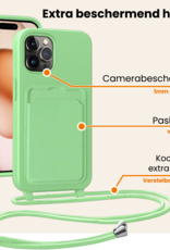 Nomfy Nomfy iPhone 14 Pro Max Hoesje Pashouder met Koord Met Screenprotector - Groen